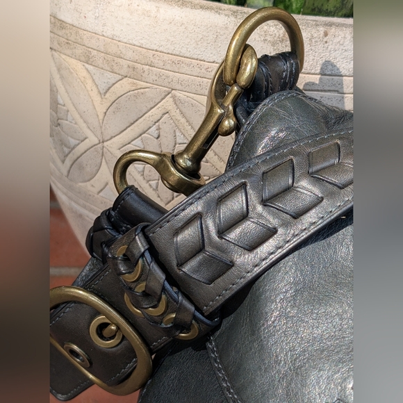 Vintage Coach Bleeker Large Flap Tattersall Satchel Bag Purse Bottle Green 11419 - Picture 10 of 16